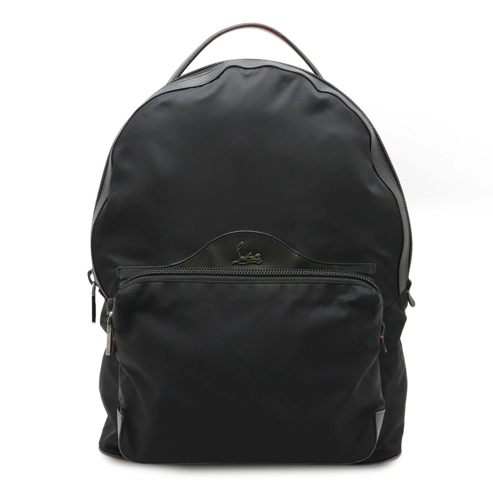 Christian Louboutin Buckle Backpack Rucksack Studded Leather Black Red